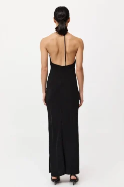 Silk Mesh Bias Dress - Black|St. Agni Outlet