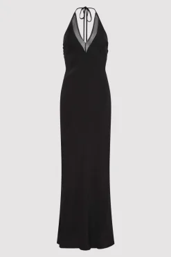 Silk Mesh Bias Dress - Black|St. Agni Outlet