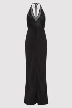 Silk Mesh Bias Dress - Black|St. Agni Outlet