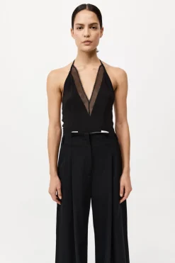 Silk Mesh Bias Top - Black|St. Agni Outlet