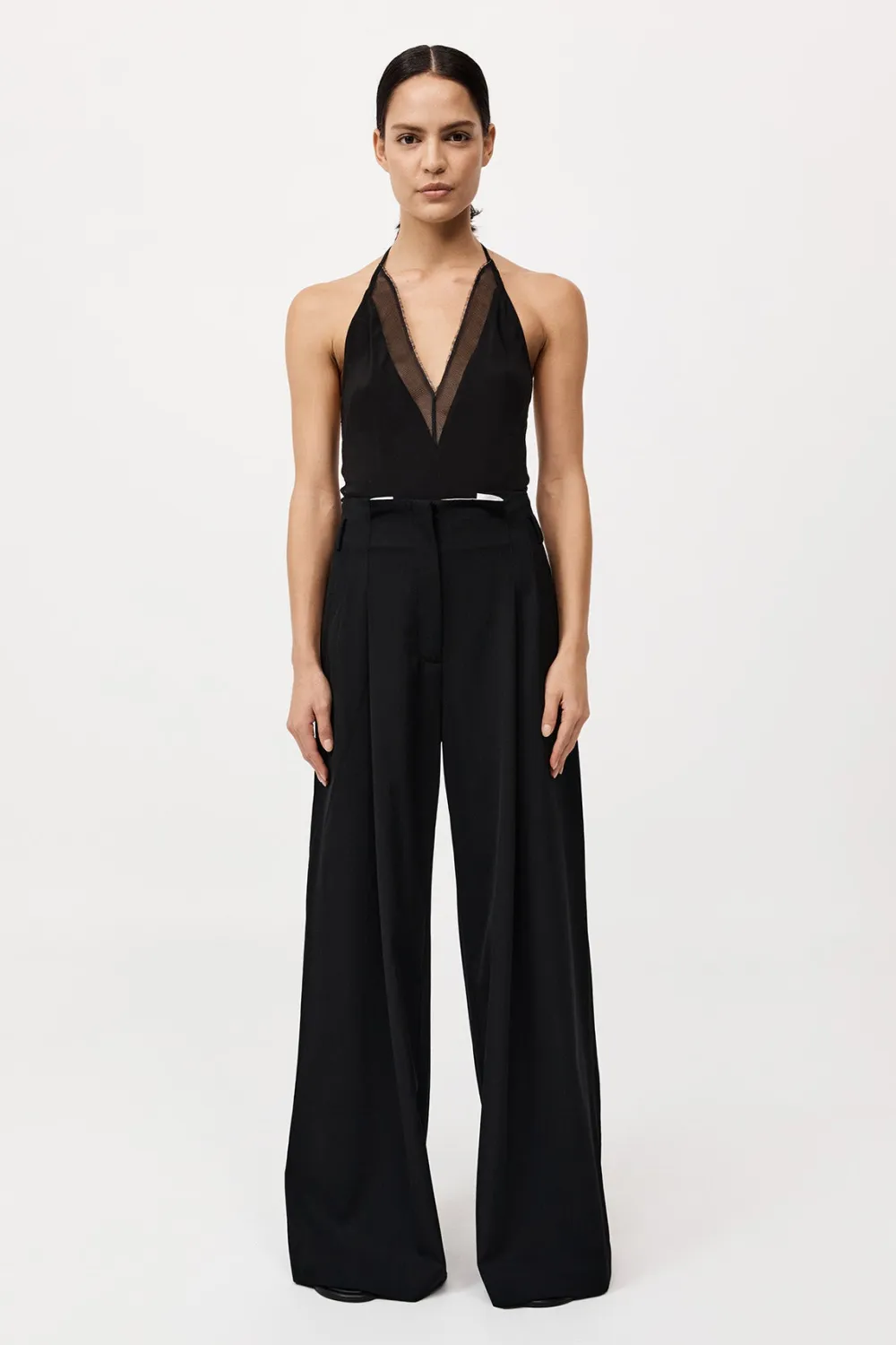 Silk Mesh Bias Top - Black|St. Agni Outlet
