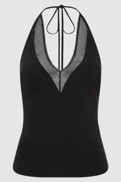 Silk Mesh Bias Top - Black|St. Agni Outlet