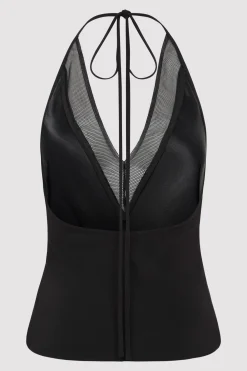 Silk Mesh Bias Top - Black|St. Agni Outlet