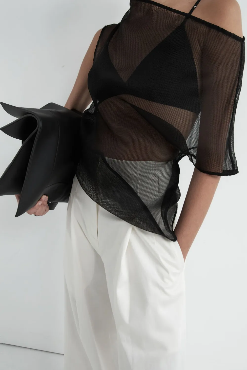 Silk Mesh Top - Black|St. Agni Cheap