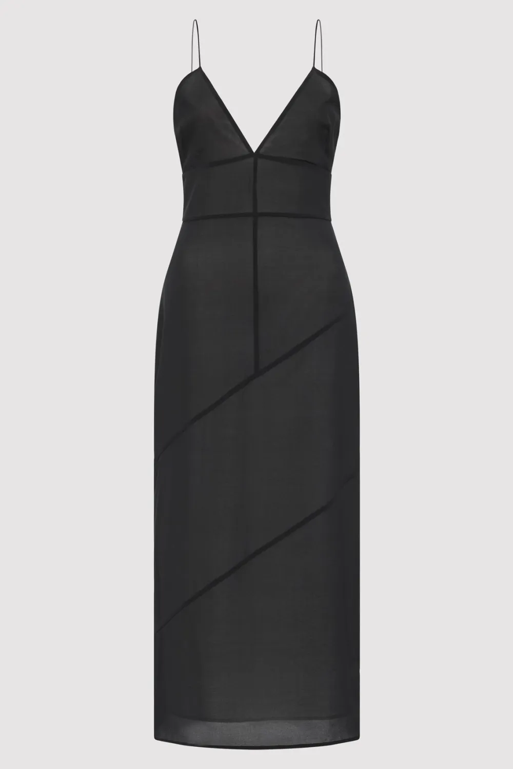 Silk Panelled Slip Dress - Black|St. Agni Fashion