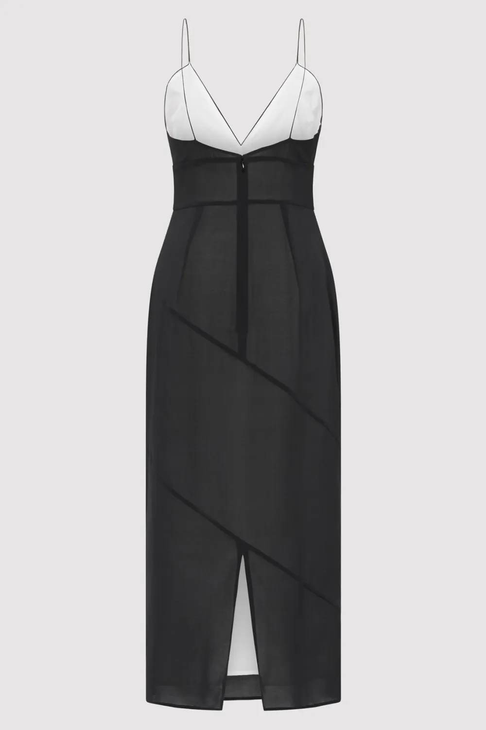Silk Panelled Slip Dress - Black|St. Agni Fashion