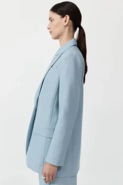 Single Button Tailored Blazer - Stone Blue|St. Agni Hot