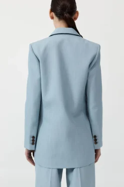 Single Button Tailored Blazer - Stone Blue|St. Agni Hot