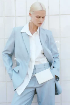 Single Button Tailored Blazer - Stone Blue|St. Agni Hot
