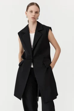 Sleeveless Tailored Blazer - Black|St. Agni Best