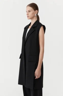 Sleeveless Tailored Blazer - Black|St. Agni Best
