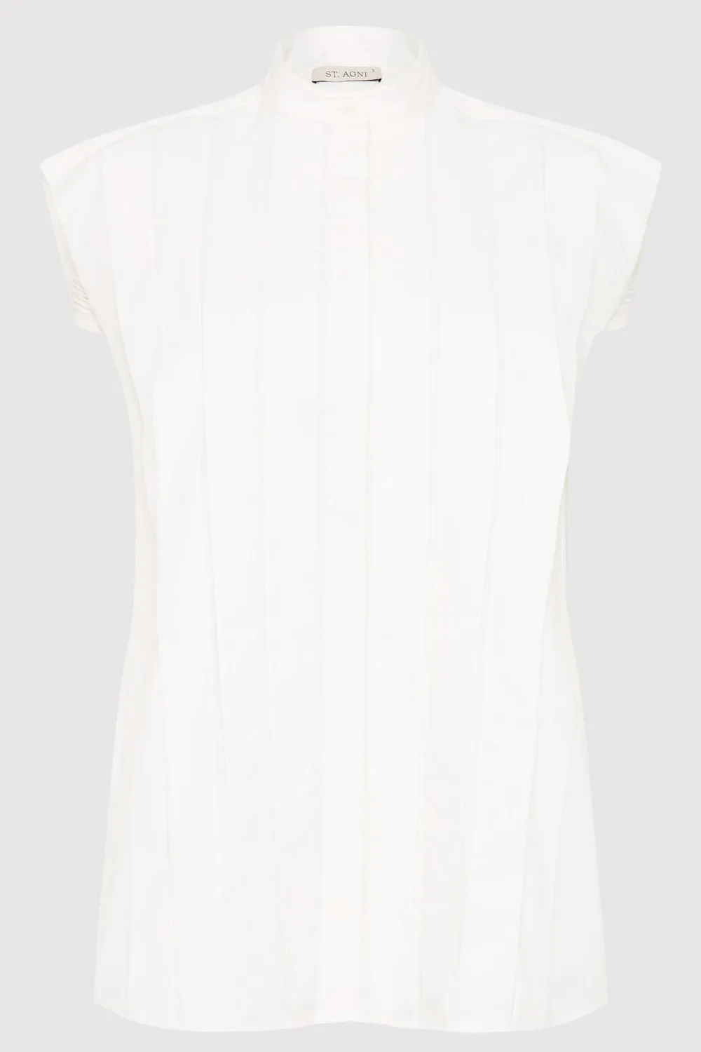 Sleeveless Tuck Detail Shirt - White|St. Agni Store