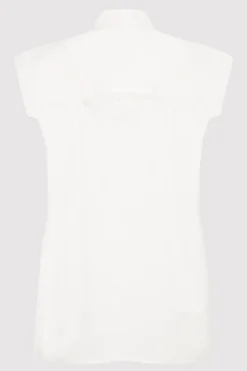 Sleeveless Tuck Detail Shirt - White|St. Agni Store