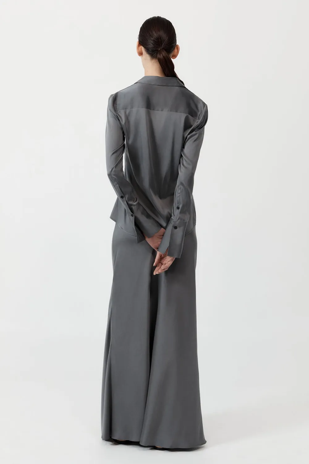Soft Silk Maxi Skirt - Pewter Grey|St. Agni Shop