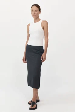 Soft Silk Midi Skirt - Washed Black|St. Agni Flash Sale