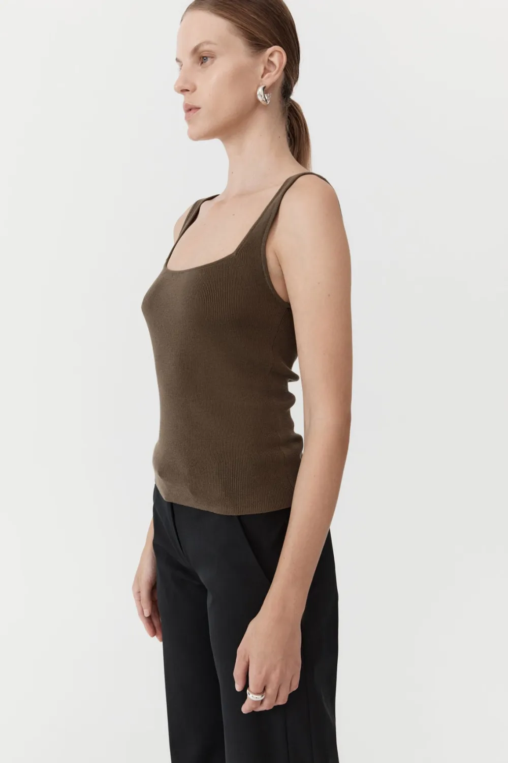 Square Neck Knit Singlet -|St. Agni Store