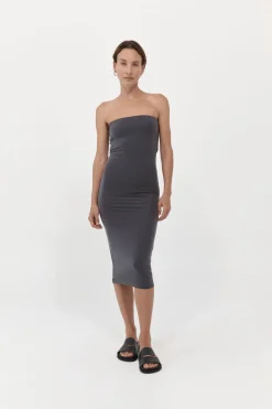 Strapless Jersey Midi Dress - Graphite|St. Agni Clearance