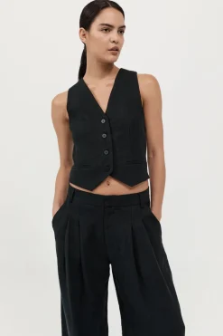 Tailored Linen Vest -|St. Agni New
