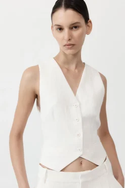 Tailored Linen Vest -|St. Agni Flash Sale