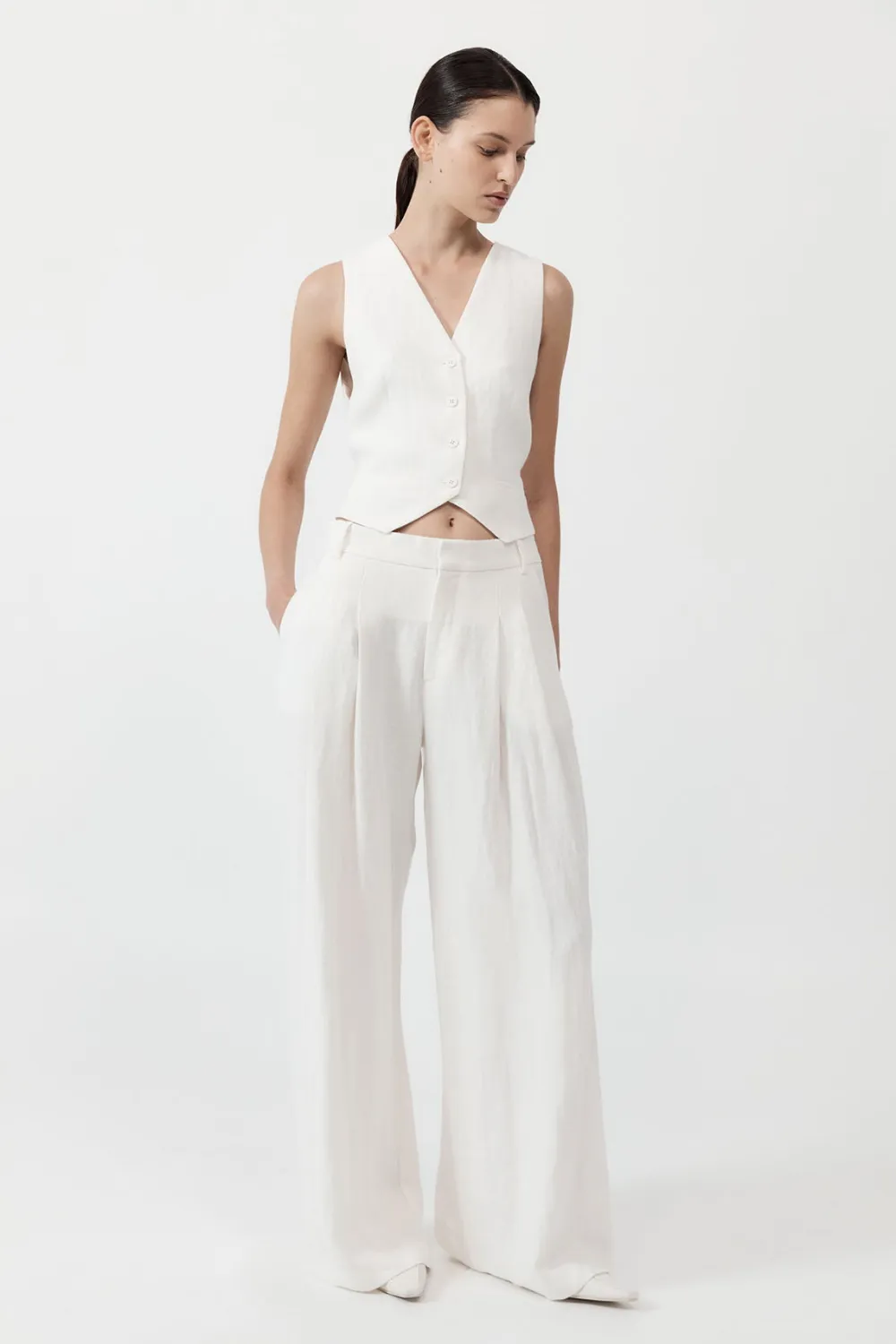Tailored Linen Vest -|St. Agni Flash Sale
