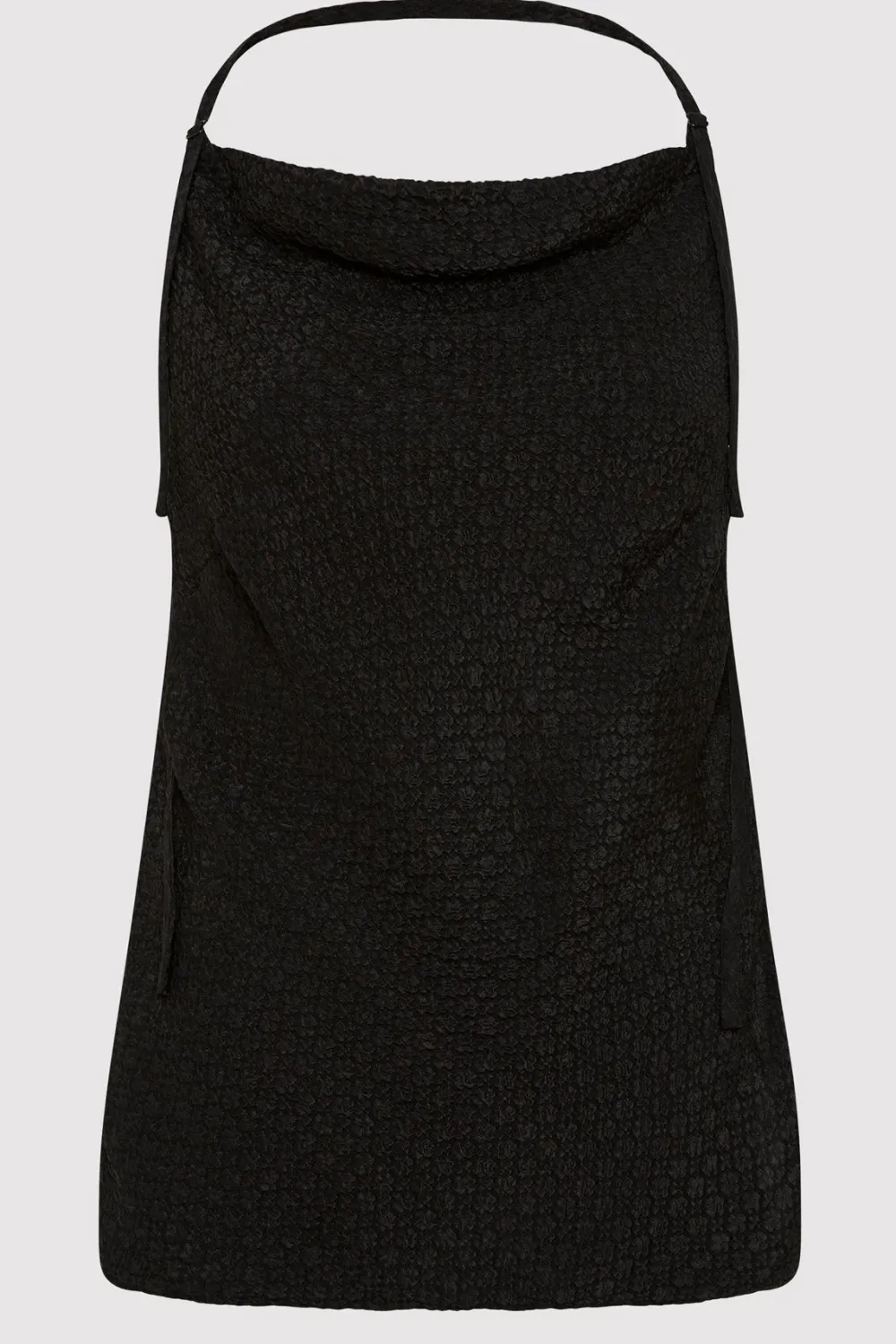 Textured Silk Halter Top - Black|St. Agni Fashion