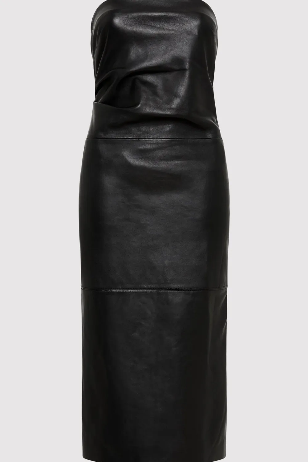 Tuck Detail Leather Dress - Black|St. Agni Discount