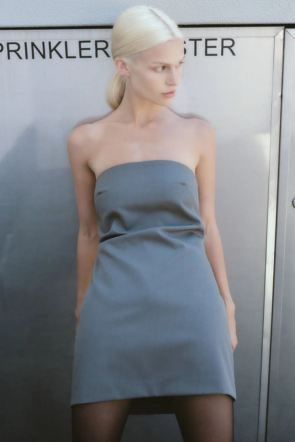 Tuck Mini Dress - Pewter Grey|St. Agni Cheap