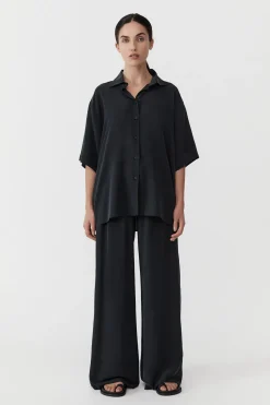 Unisex Silk Shirt - Washed Black|St. Agni Store