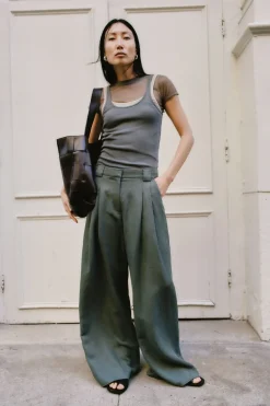 Wide Leg Pleat Pants -|St. Agni Store