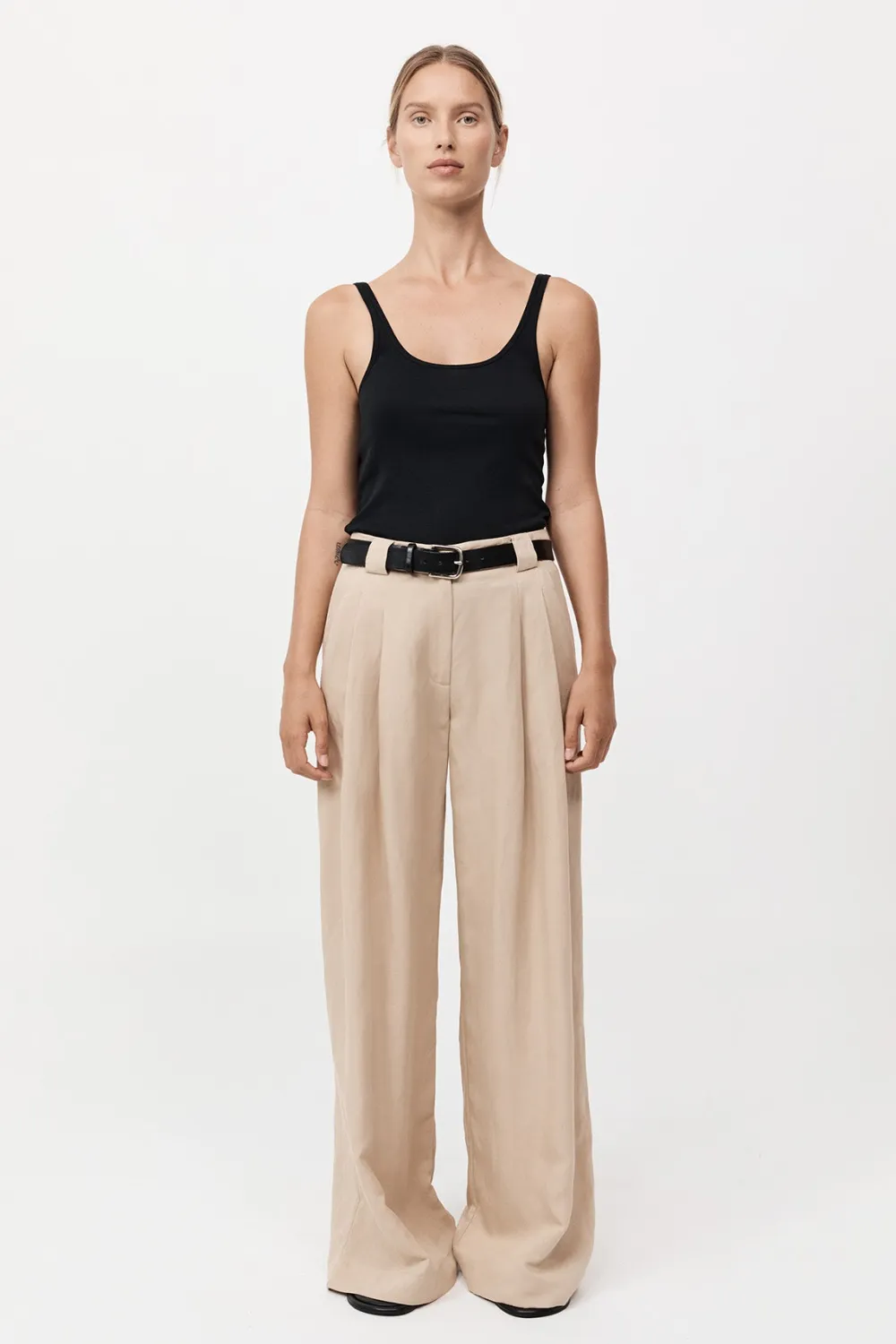 Wide Leg Pleat Pants -|St. Agni Online