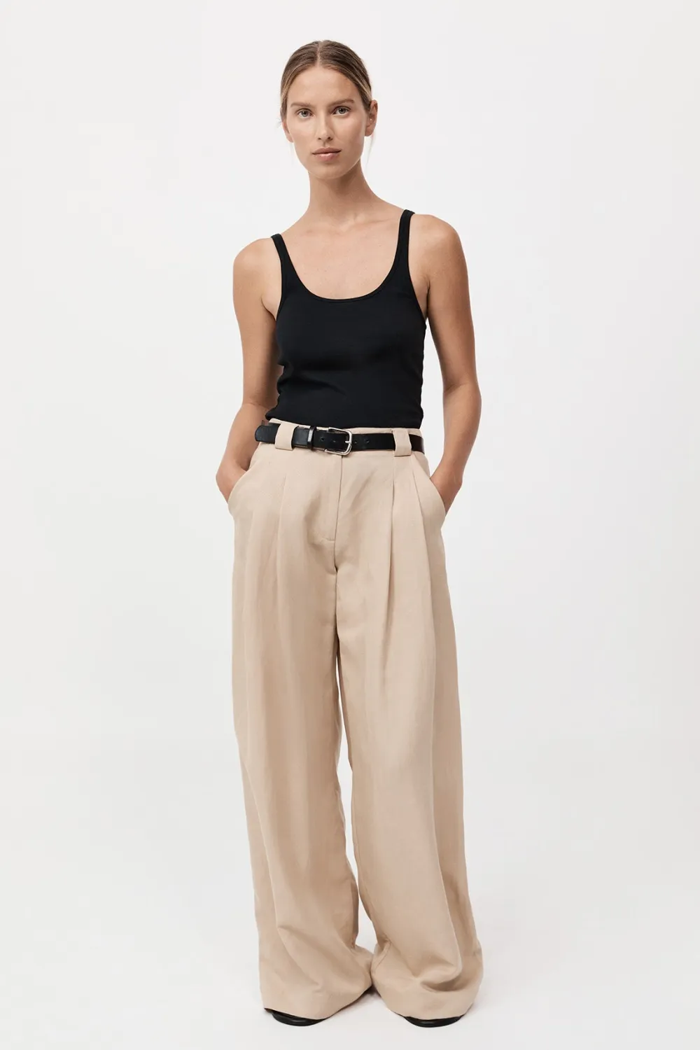 Wide Leg Pleat Pants -|St. Agni Online