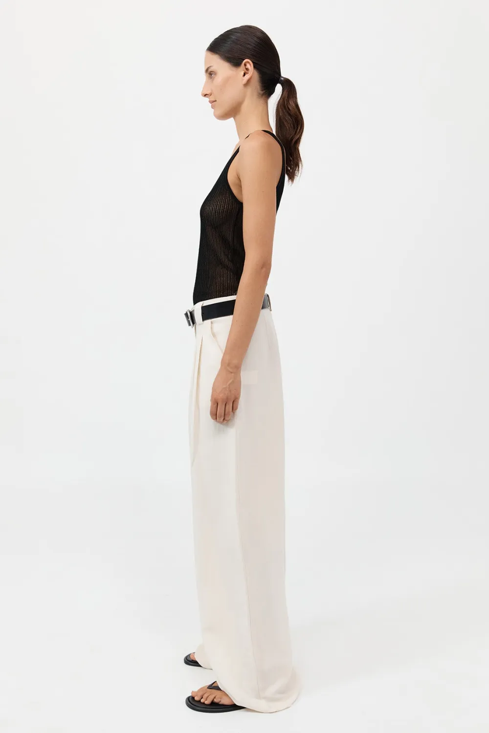 Wide Leg Pleat Pants -|St. Agni Store