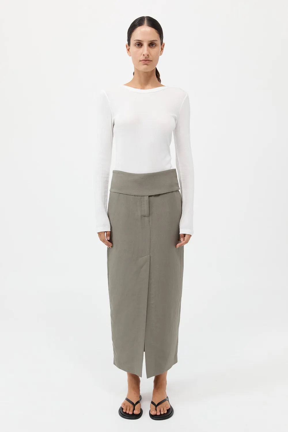 Wide Waistband Column Skirt -|St. Agni Outlet