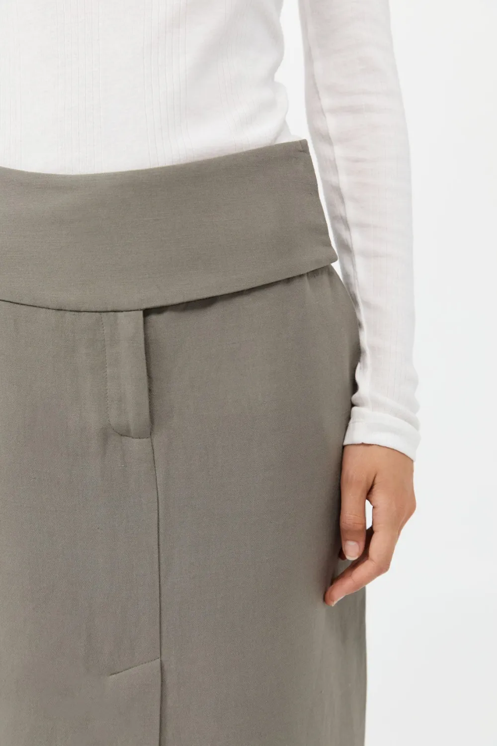 Wide Waistband Column Skirt -|St. Agni Outlet