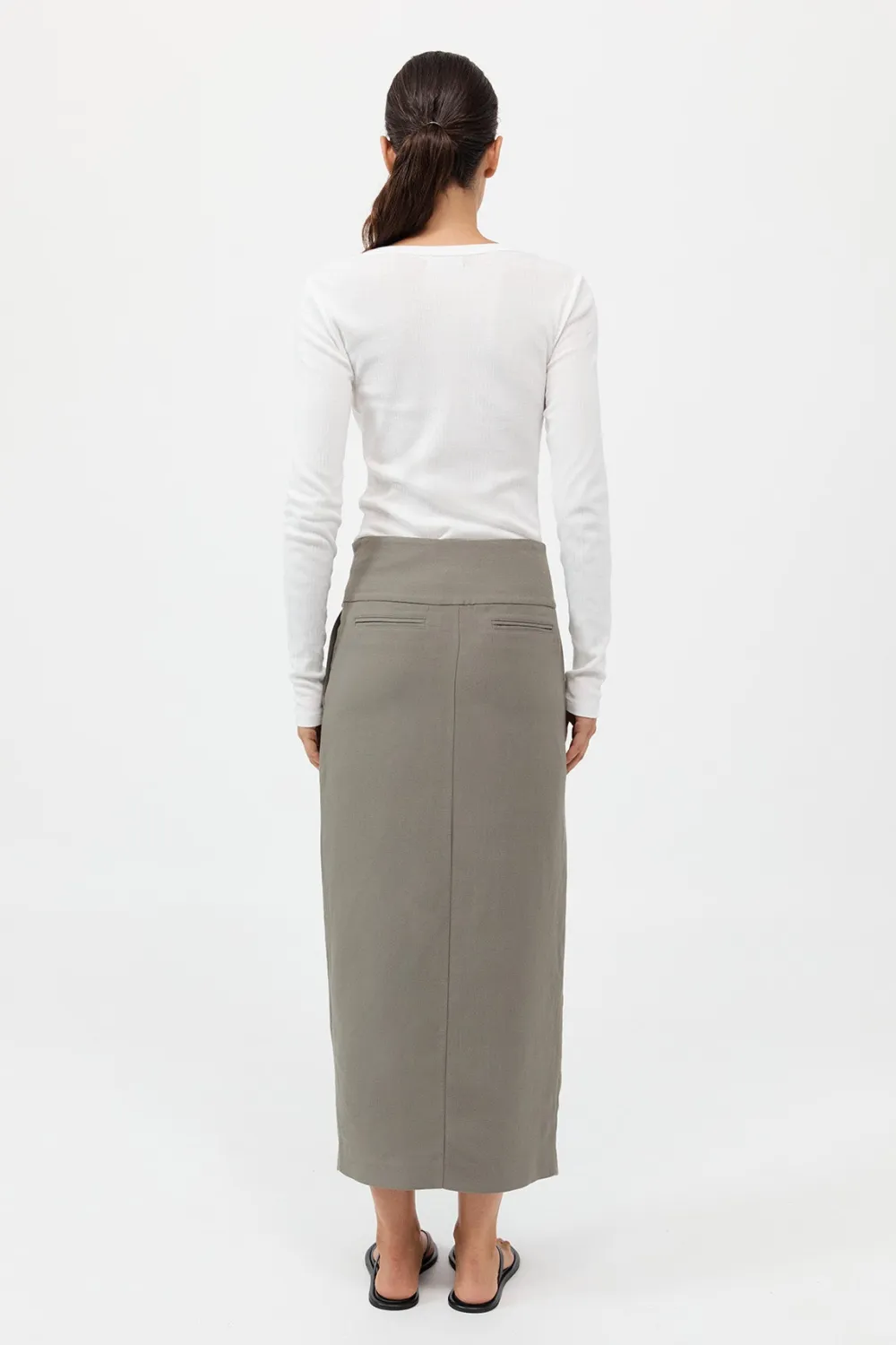 Wide Waistband Column Skirt -|St. Agni Outlet