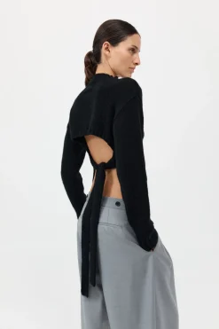 Wool Cashmere Blend Tie Back Jumper -|St. Agni Sale