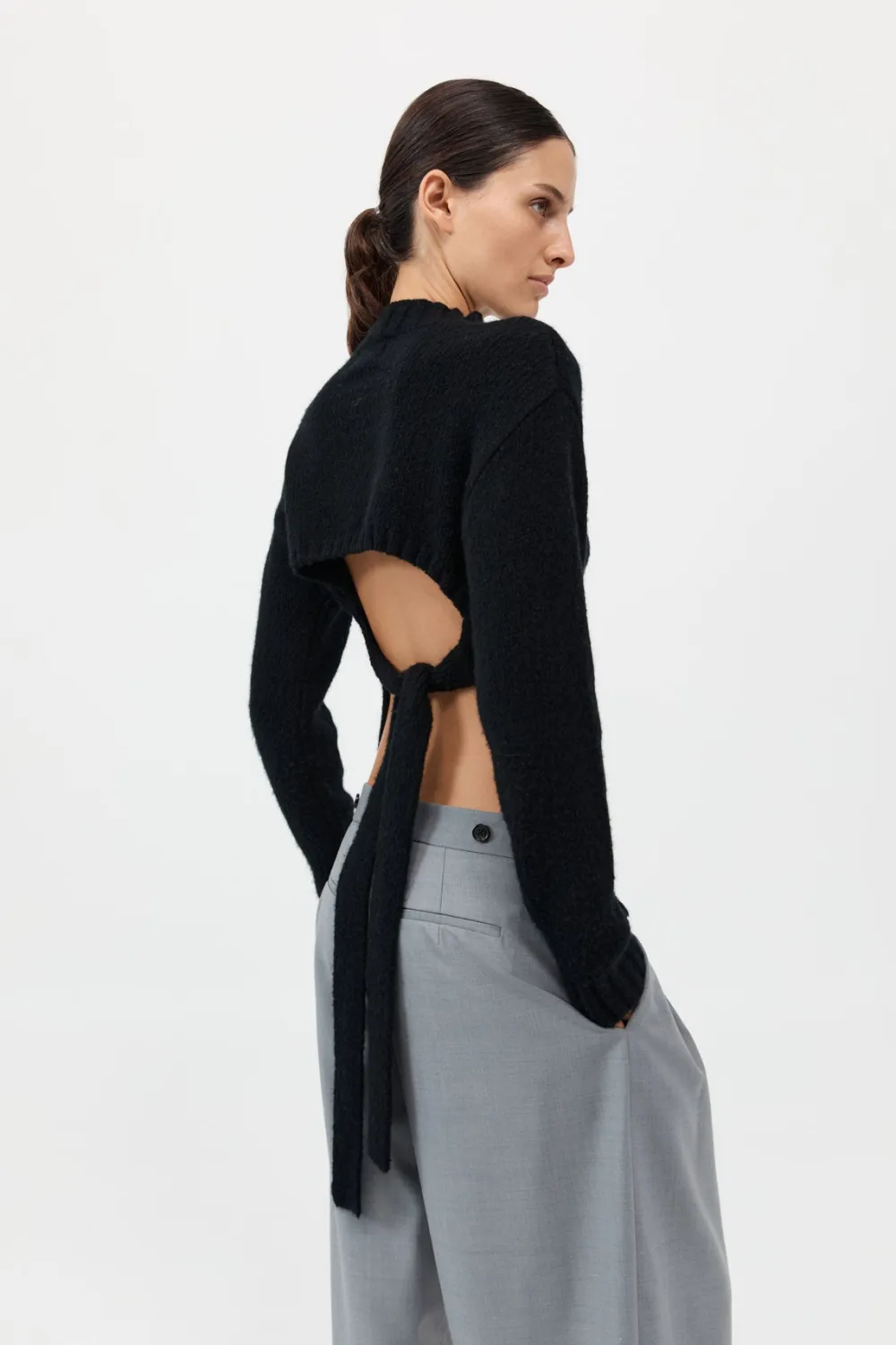 Wool Cashmere Blend Tie Back Jumper -|St. Agni Sale