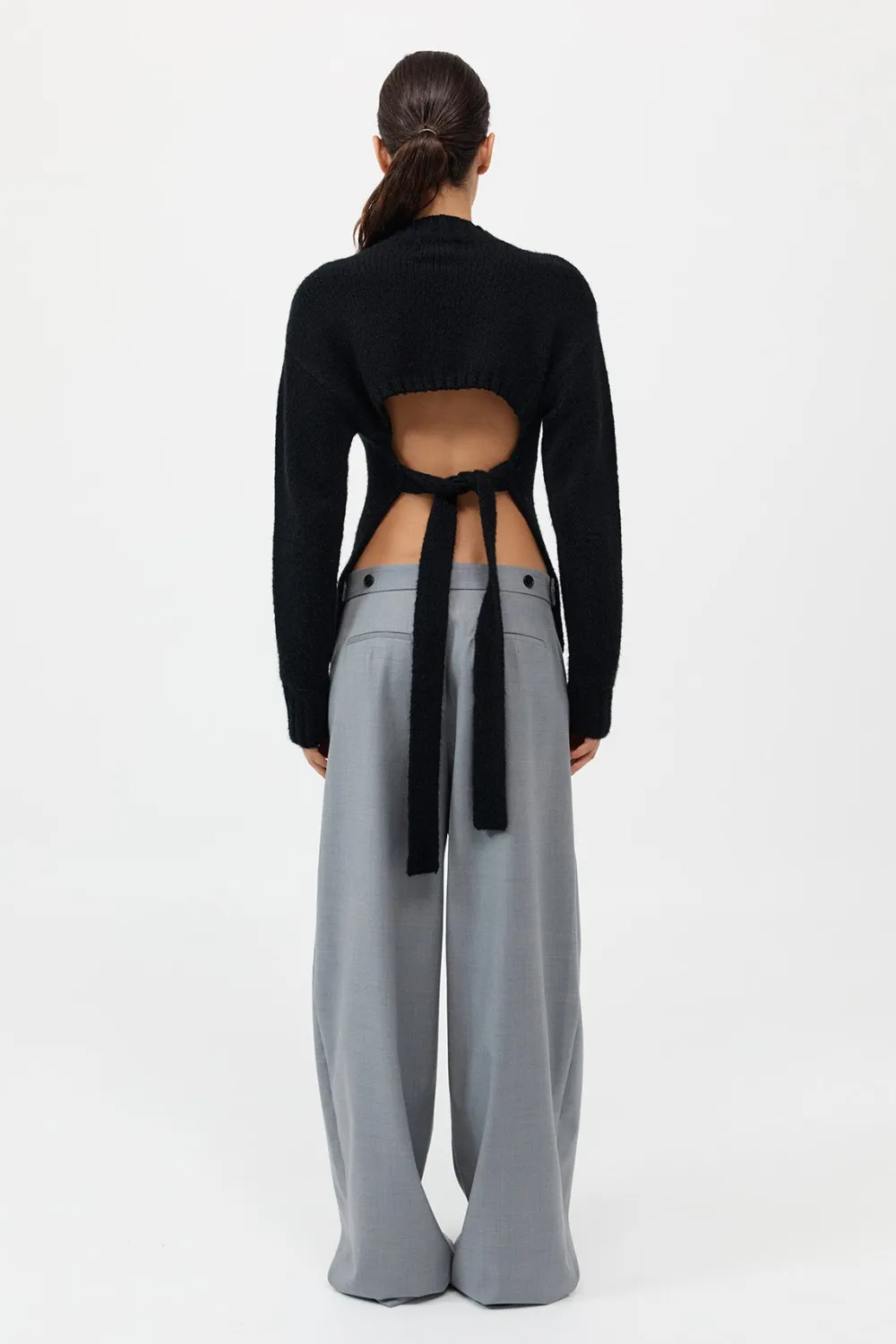 Wool Cashmere Blend Tie Back Jumper -|St. Agni Sale