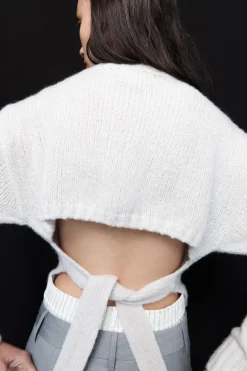 Wool Cashmere Blend Tie Back Jumper -|St. Agni Store