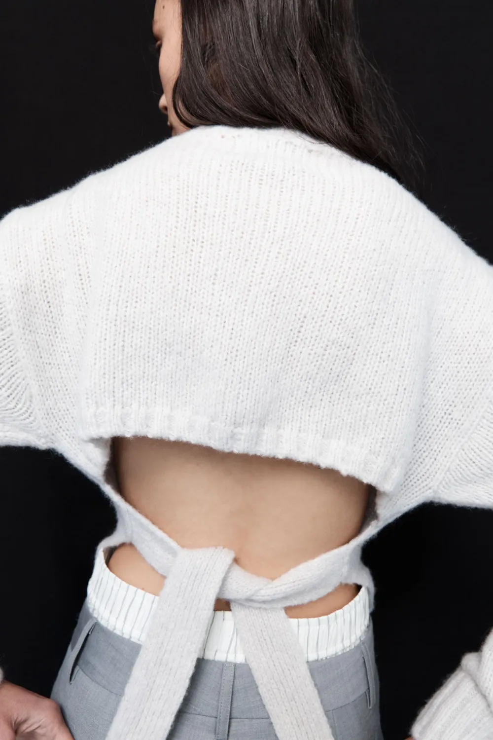 Wool Cashmere Blend Tie Back Jumper -|St. Agni Store