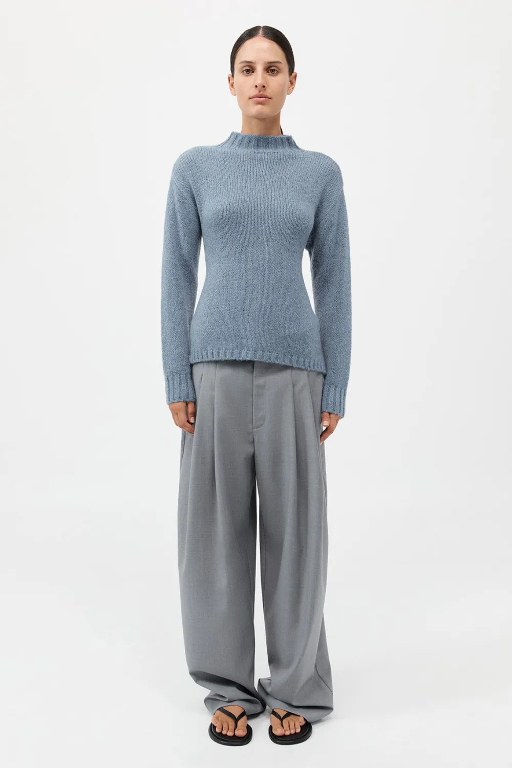 Wool Cashmere Blend Tie Back Jumper -|St. Agni New
