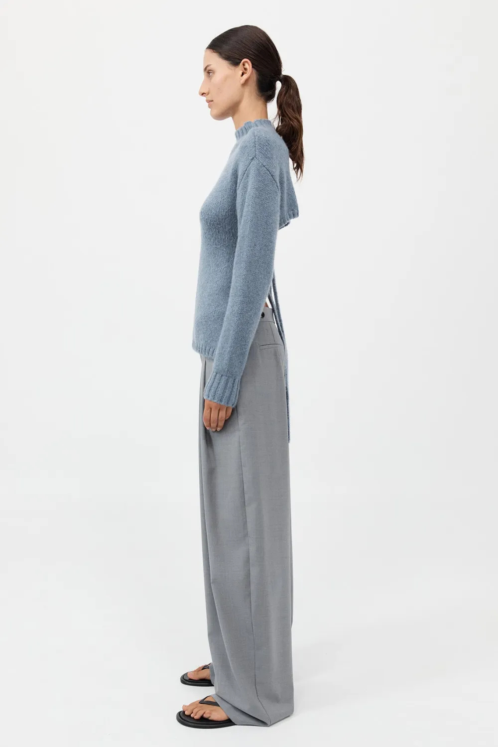 Wool Cashmere Blend Tie Back Jumper -|St. Agni New