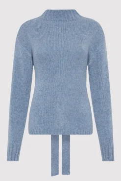 Wool Cashmere Blend Tie Back Jumper -|St. Agni New