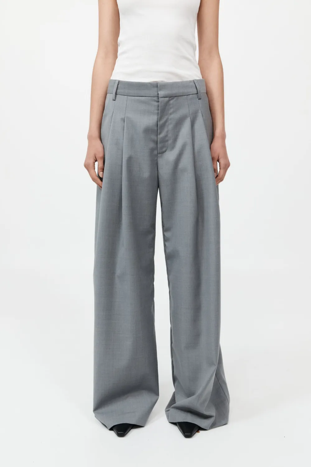 Wool Pleat Pants - Grey|St. Agni Cheap