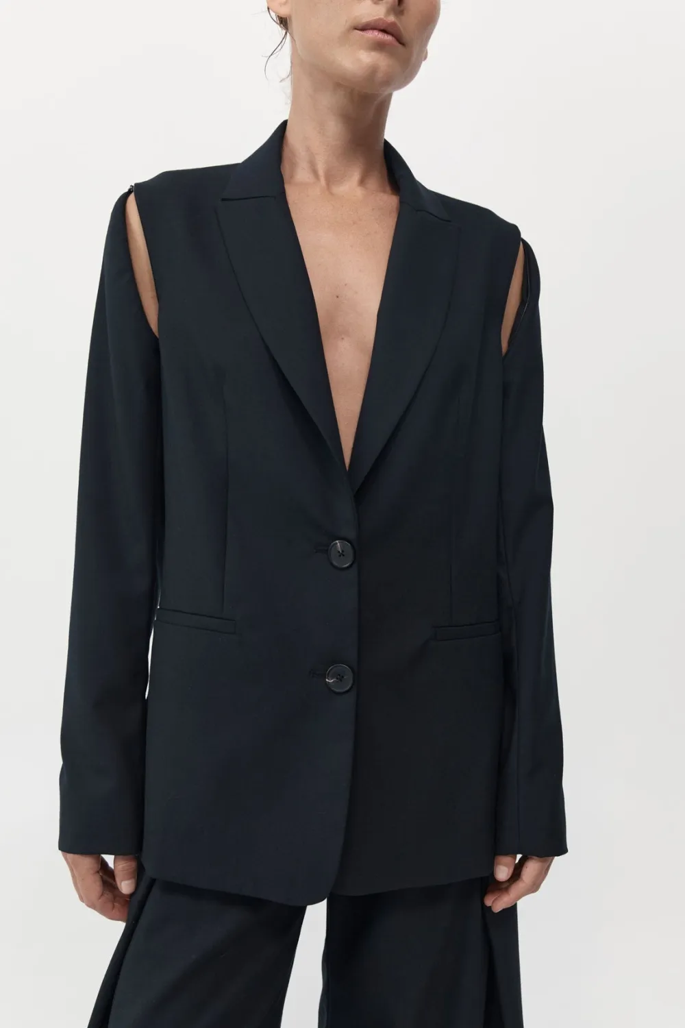 Zip Detail Blazer - Black|St. Agni Clearance