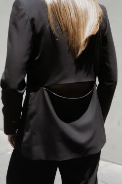 Zip Detail Blazer - Black|St. Agni Clearance