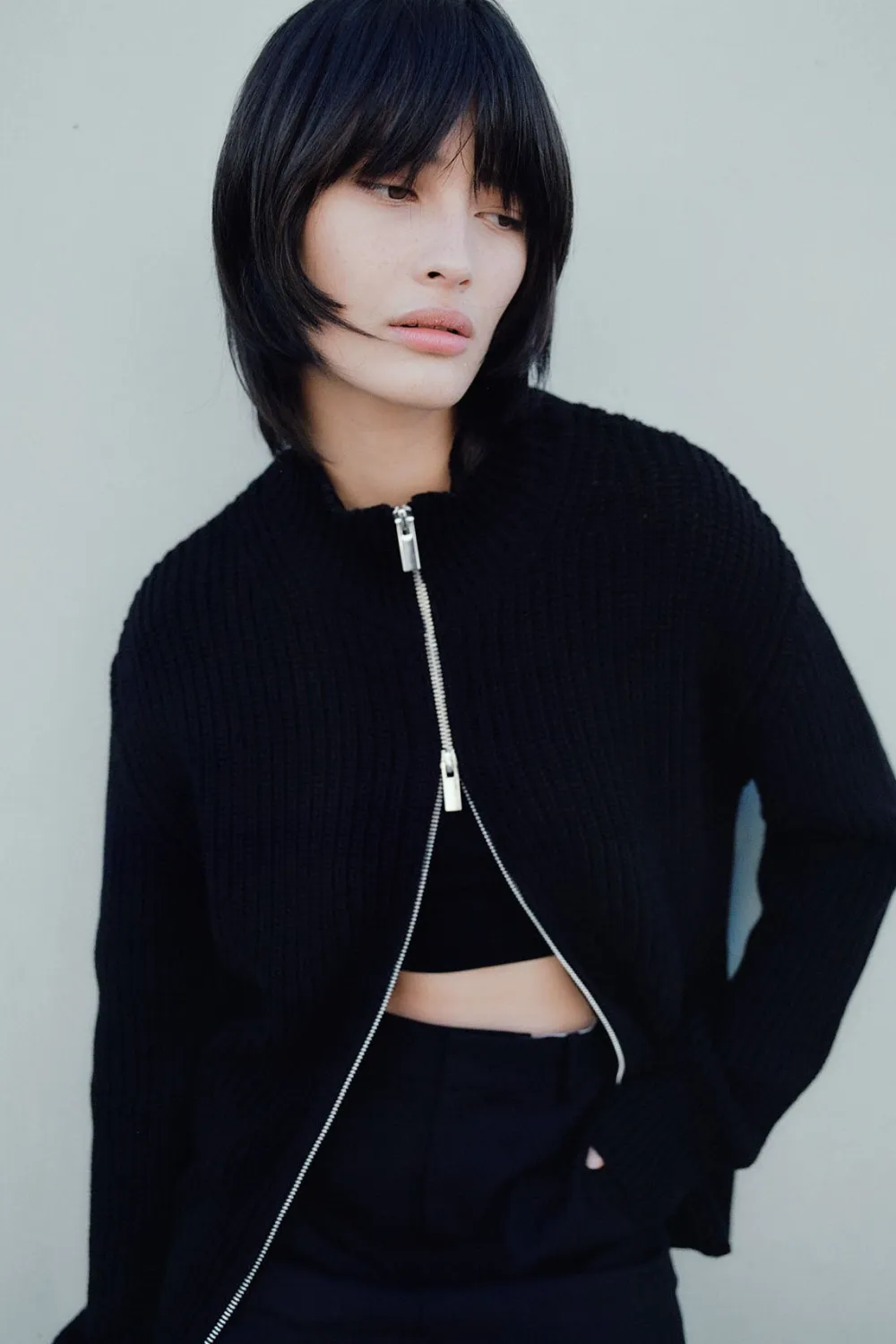 Zip Detail Cardigan -|St. Agni Clearance