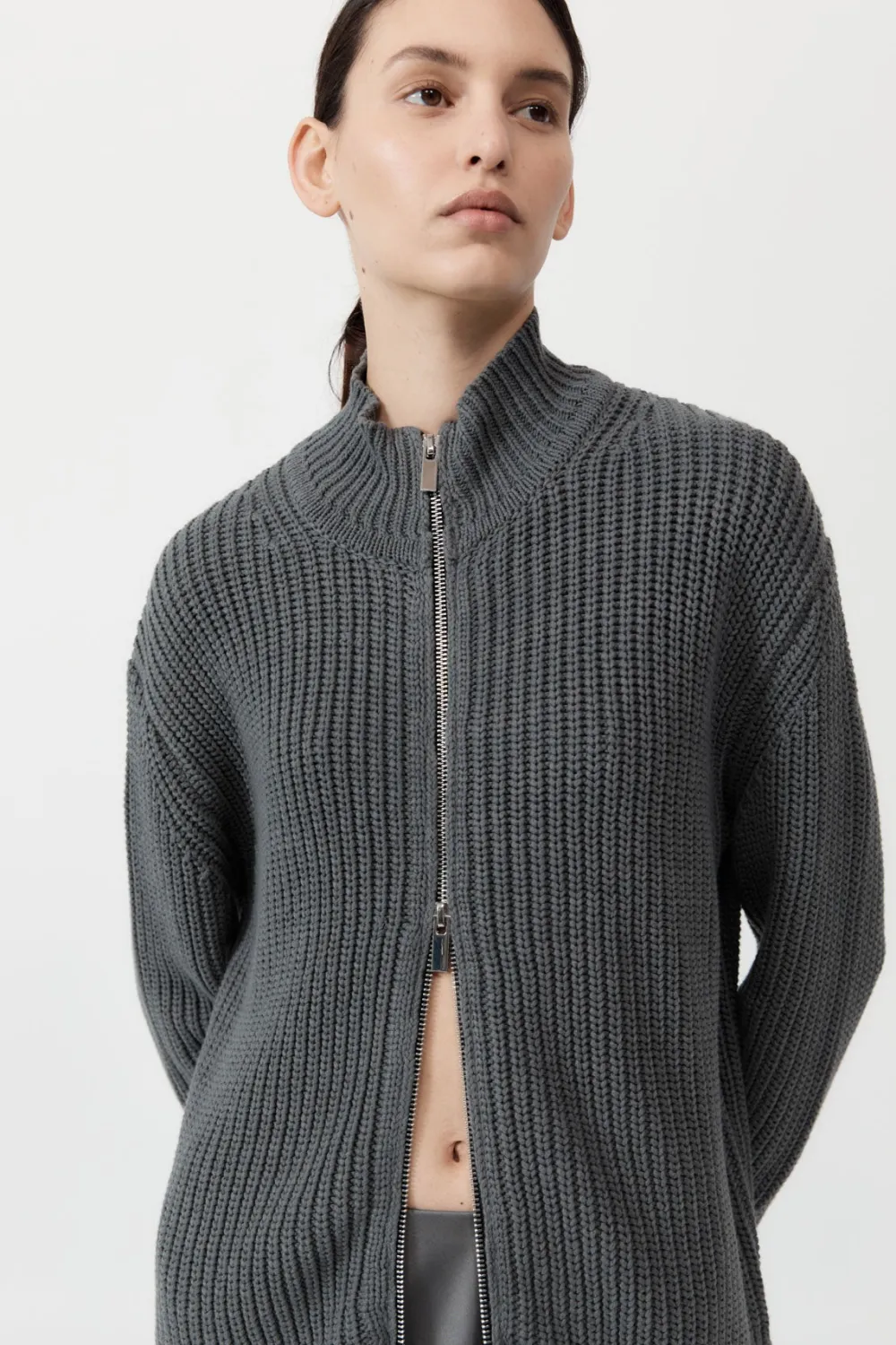 Zip Detail Cardigan -|St. Agni Hot