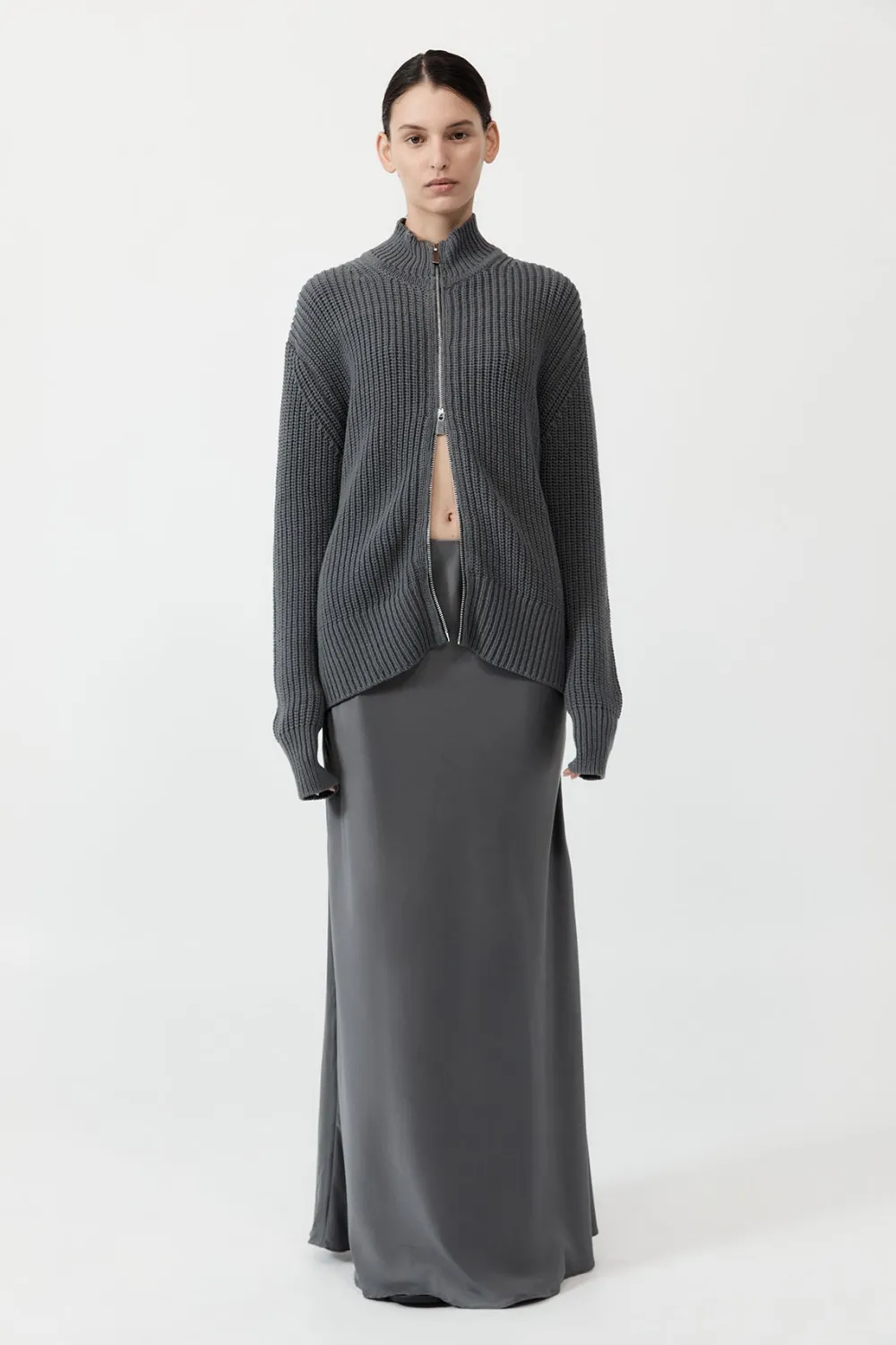 Zip Detail Cardigan -|St. Agni Hot