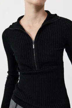 Zip Front Top - Black|St. Agni Flash Sale